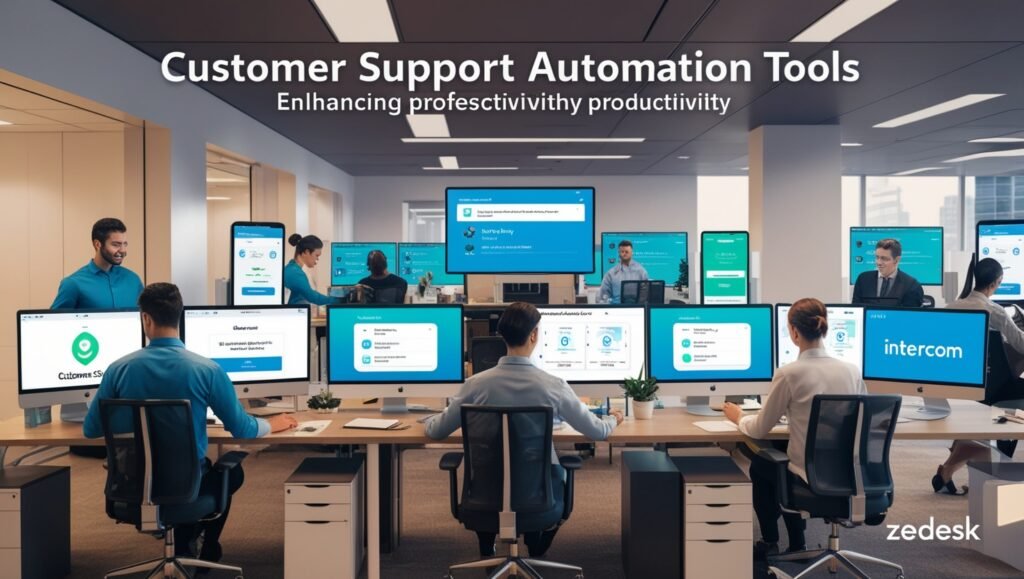 image showcasing customer support automation tools boosting productivity in the workplace.